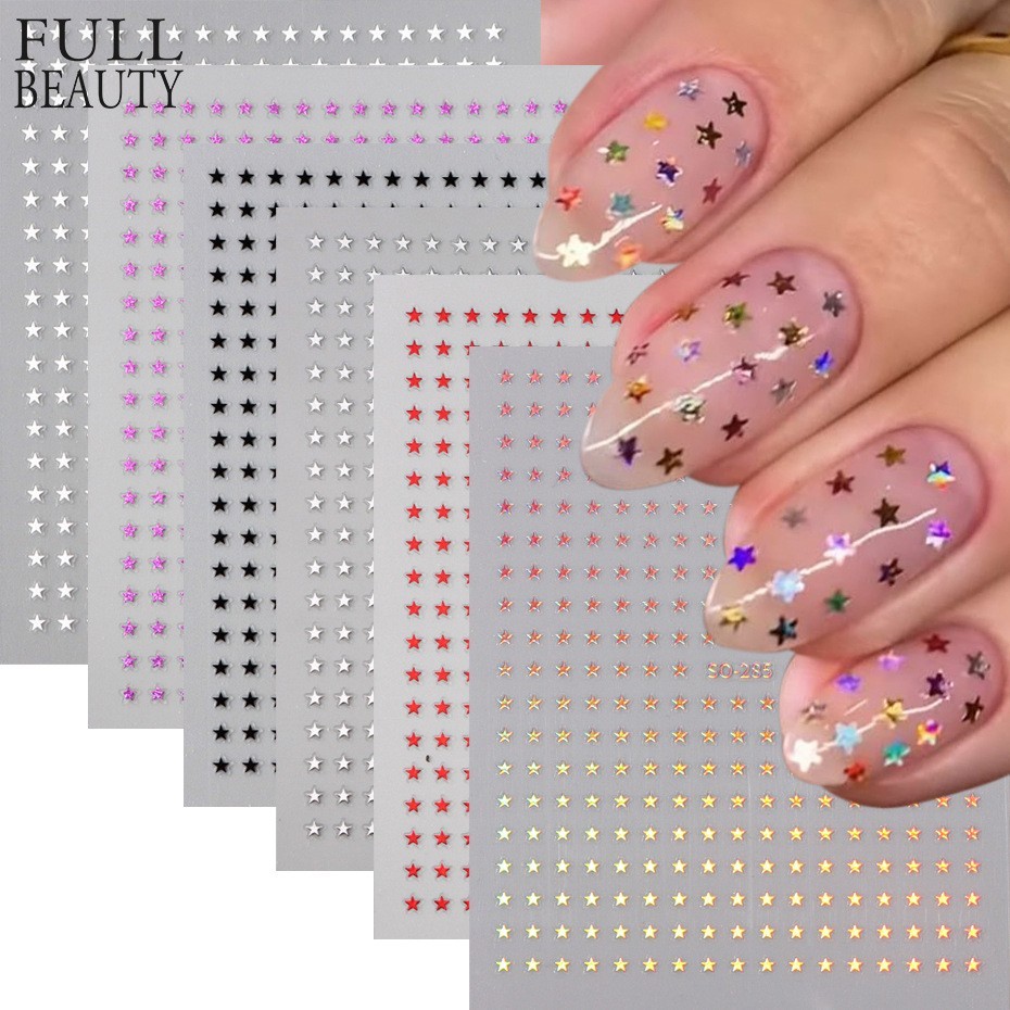 Stars Nail Art Stickers Decals 6 Sheets Supplies Self-Adhesive Peel SO285 NS53