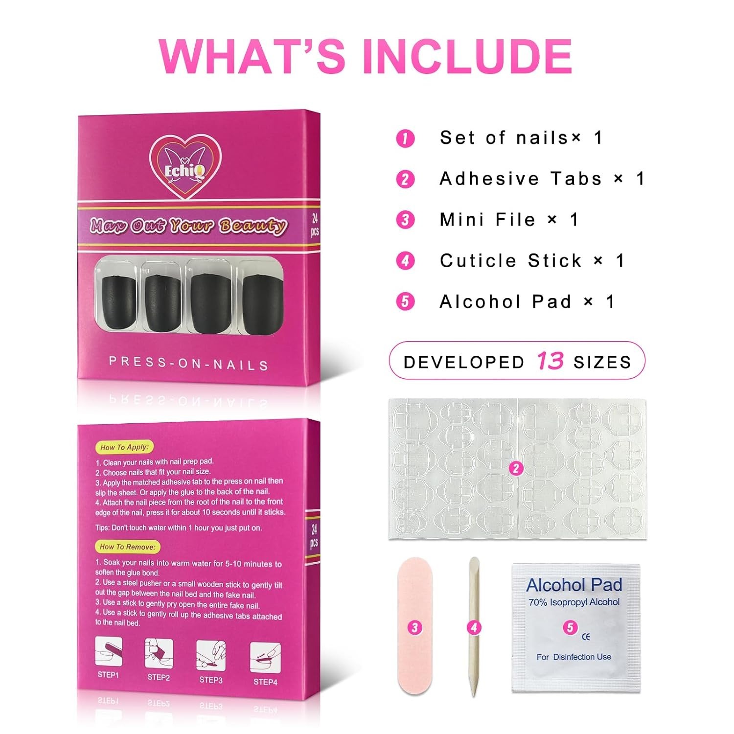 Trendy 24 Pack Black Fake Gel Nails – Full Cover Round Design for Daily Glam