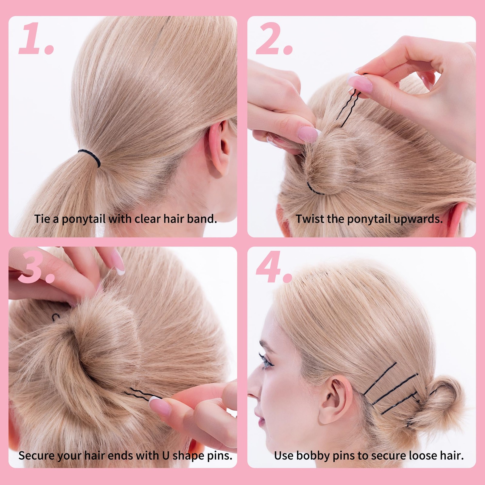 Scaups 400PCS Brown and Black Bobby Pins Kit with Hair Bands,