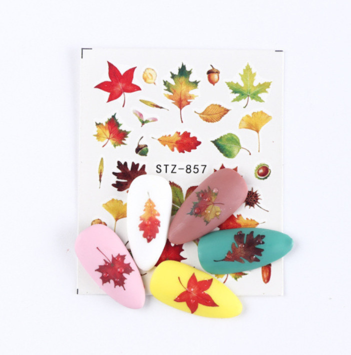 3Pcs Nail Art Water Transfer Sticker Maple Leaf Fall Decal Manicure 857-859 NH15