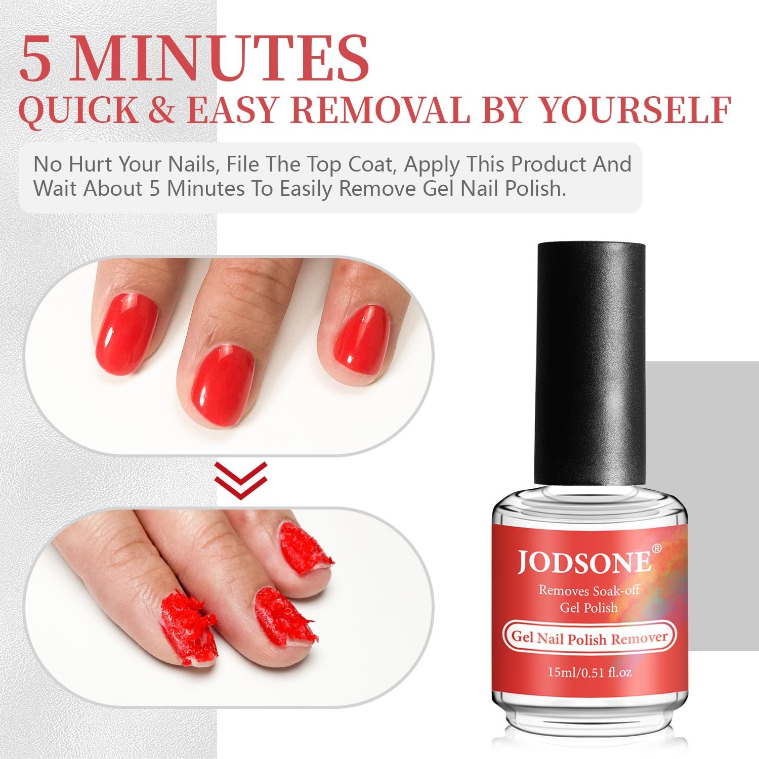 JODSONE 15ML Gel Nail Polish Remover No Need 0.51 Fl Oz (Pack of 1), A06