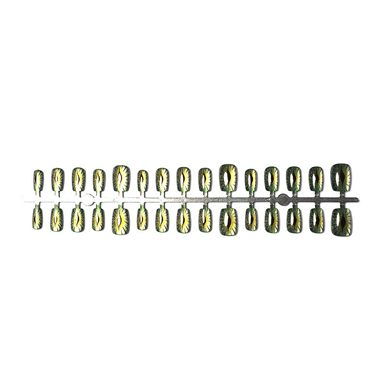 48Pcs-Green Cat Eye Glitter Press on Nails Glossy Short Square Nail Art Set