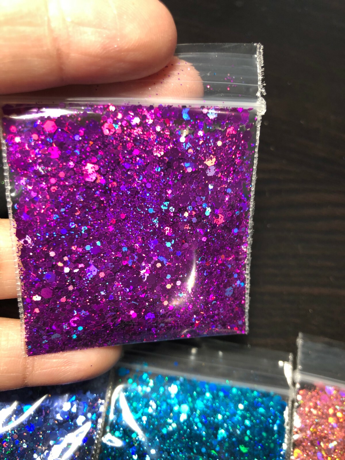 Holographic Glitter Hexagon Mix 0.4MM, 1MM, 2MM pink blue Nail Art US seller