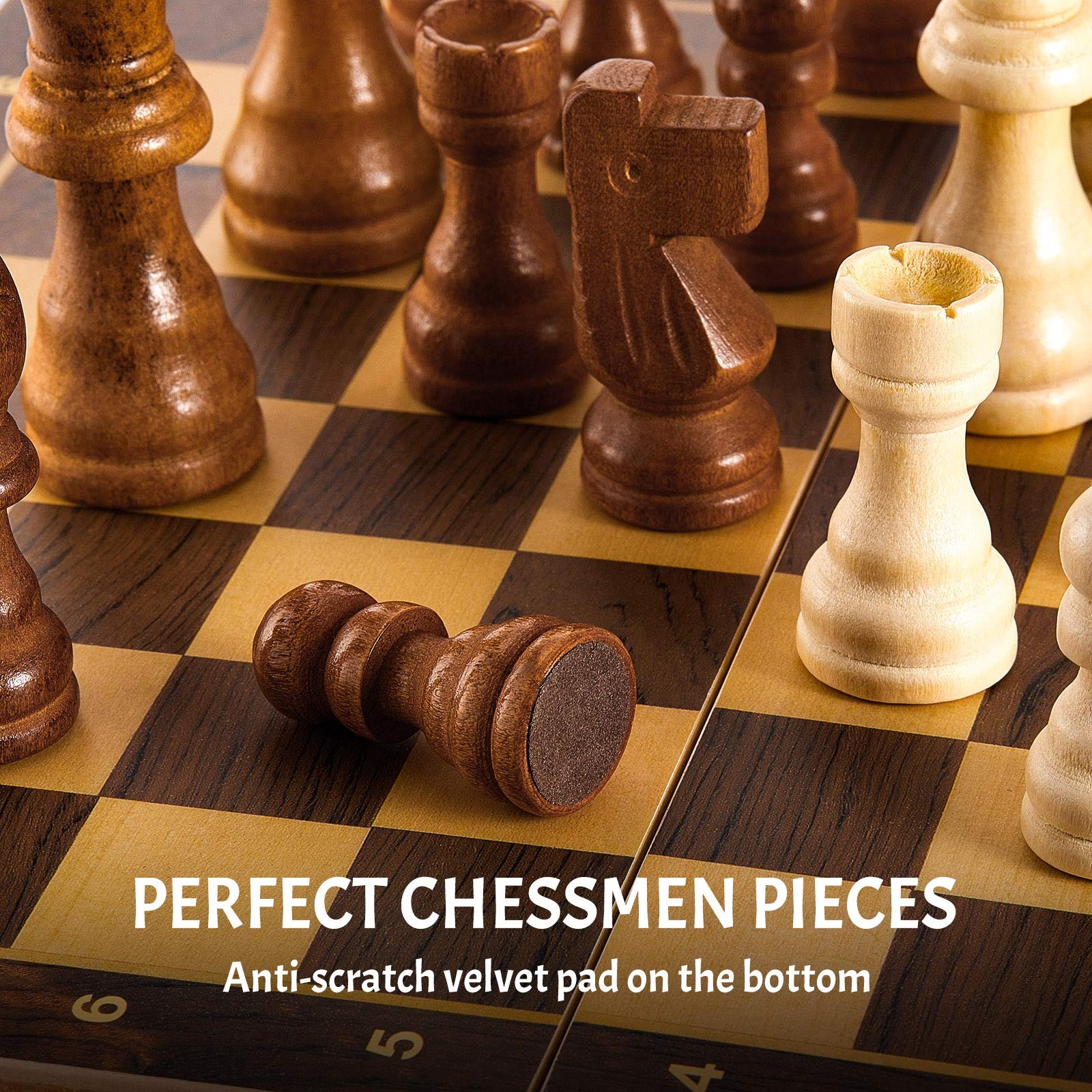 56 Pieces Wooden Checkers 3 inches, 1.4 1.06 Brown, Natural