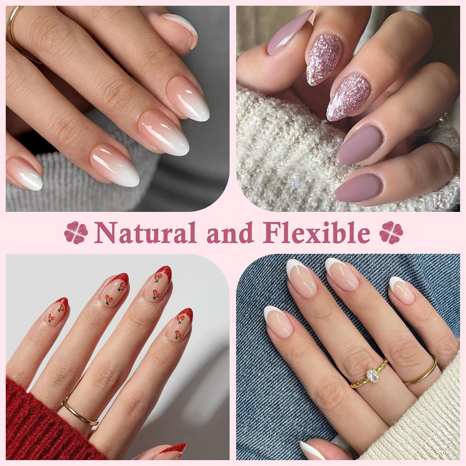 Short Almond Nail Tips: 240Pcs Half Cover Extra Short Fake Nails Almond Shape, P