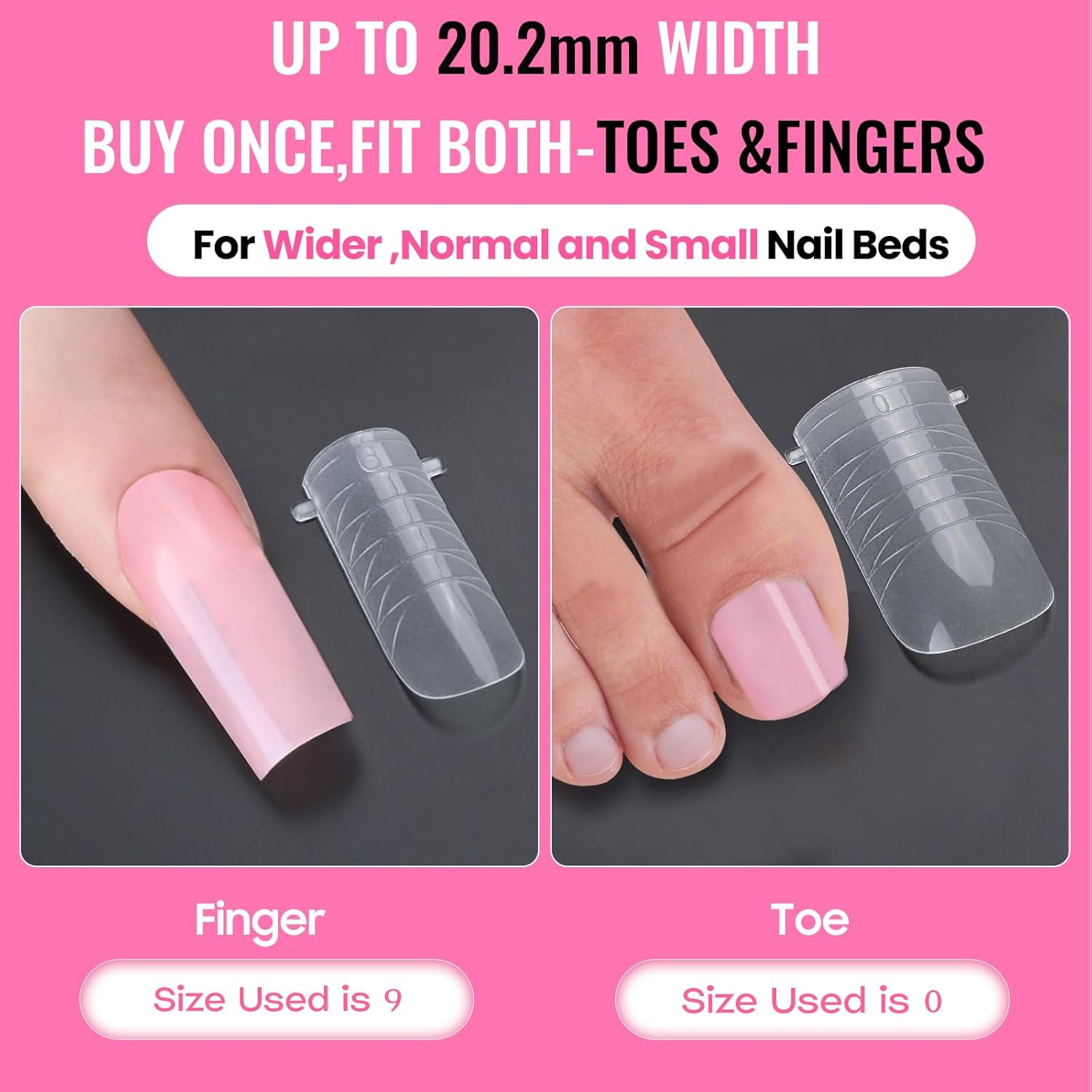 Straight Flat Polygel Nail Forms for Finger and Toes, Pre-etched No File Dual Fo