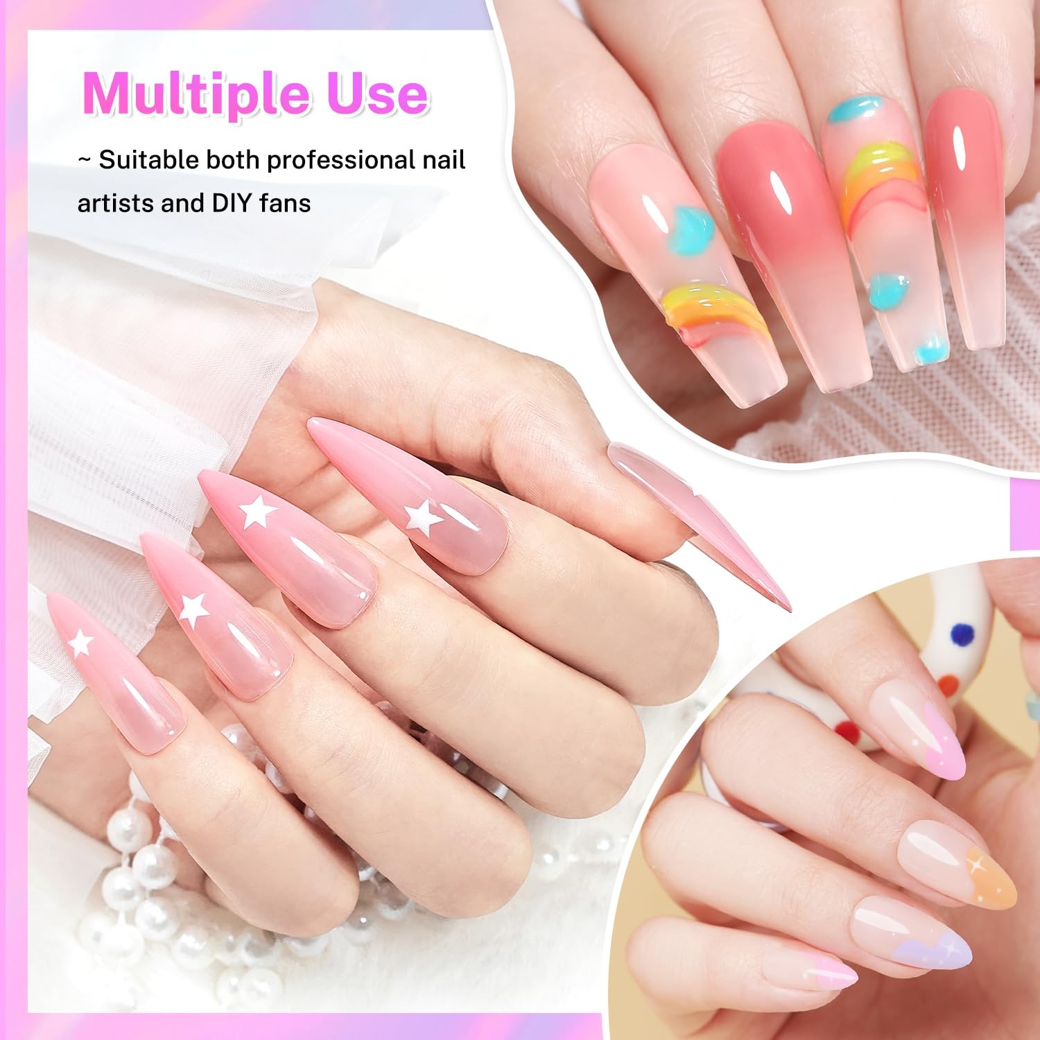JODSONE 100PCS Soft Nail Multiple colors for gradient and blush nail art