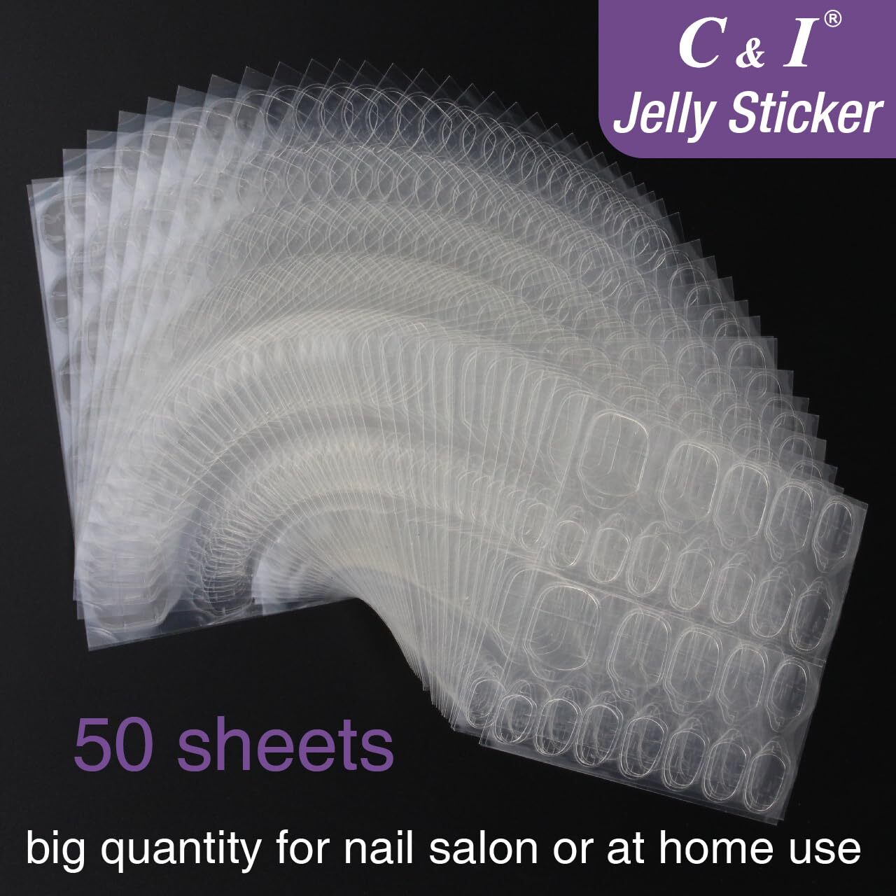 50 Sheets Double Sided Jelly Gel Nail Glue for Press On Nails False Nail Tips