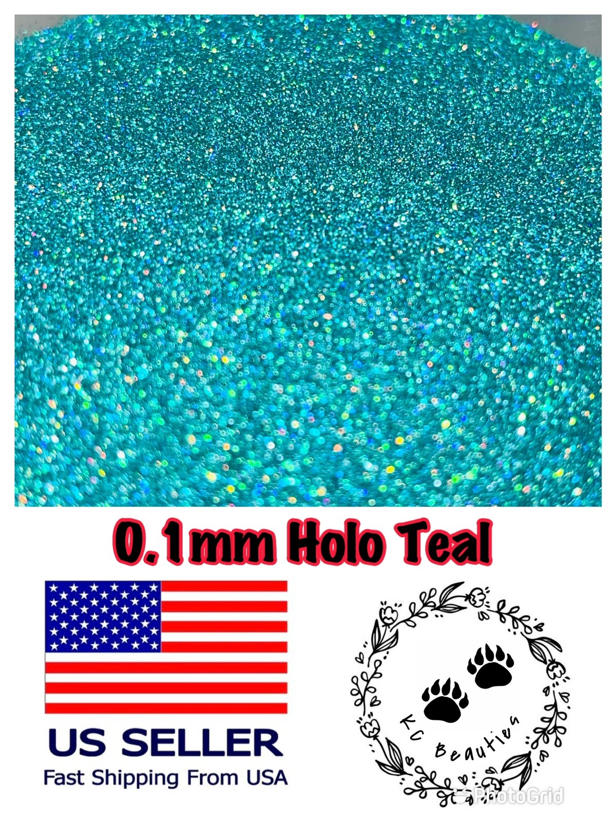 Solvent Resistant Holographic Teal Epoxy Resin Nail Art Tumbler 1oz 0.1mm