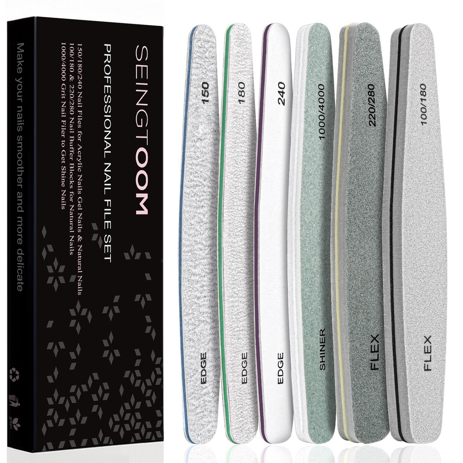 6pcs Nail File Nail Buffers for Natural Nails, Emery Boards for Nails, Nail B…