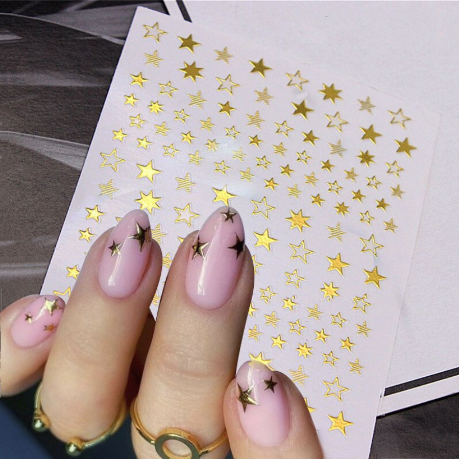 Nail Stickers Art Decal DIY Design Waterproof 3D Butterfly Heart Letters Gold US