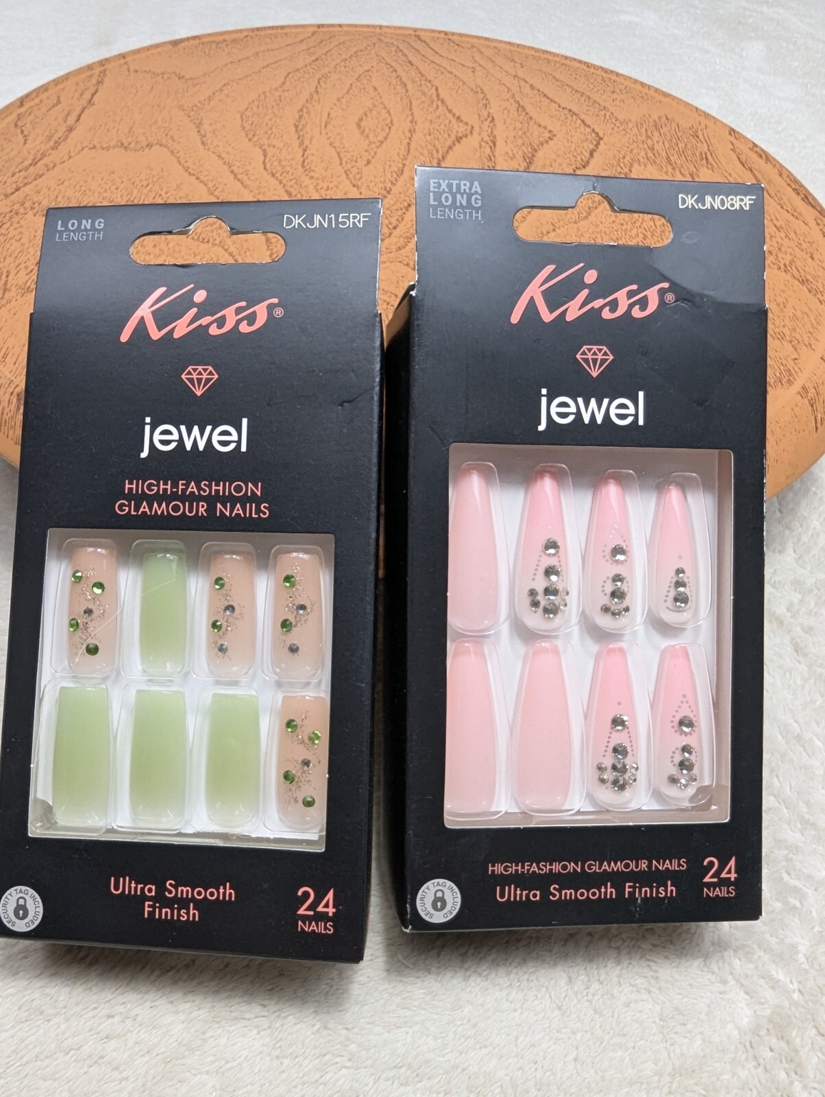 Kiss Jewel High Fashion 2 BOXES Glamor Nails Long& Extra Long Sparkly Jewels NIB