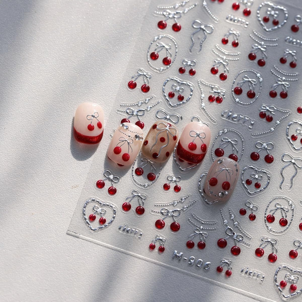 White Flower Nail Sticker 5D Embossed Pearl Flower Nail Art Sticker Self Adhesiv
