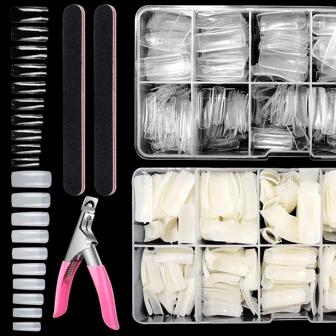 1000PCS Square Nail Tips for Acrylic Nails Professional, Fake Clear Natural A…
