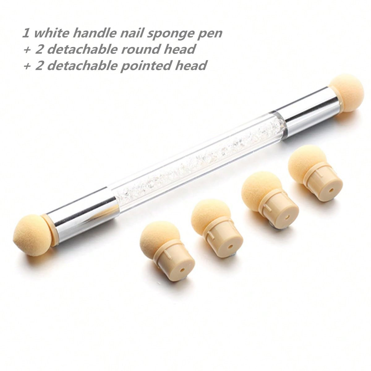 Resin Nail Art Palette & Ombre Sponge Pen, Pink or White, 4 Refill Heads
