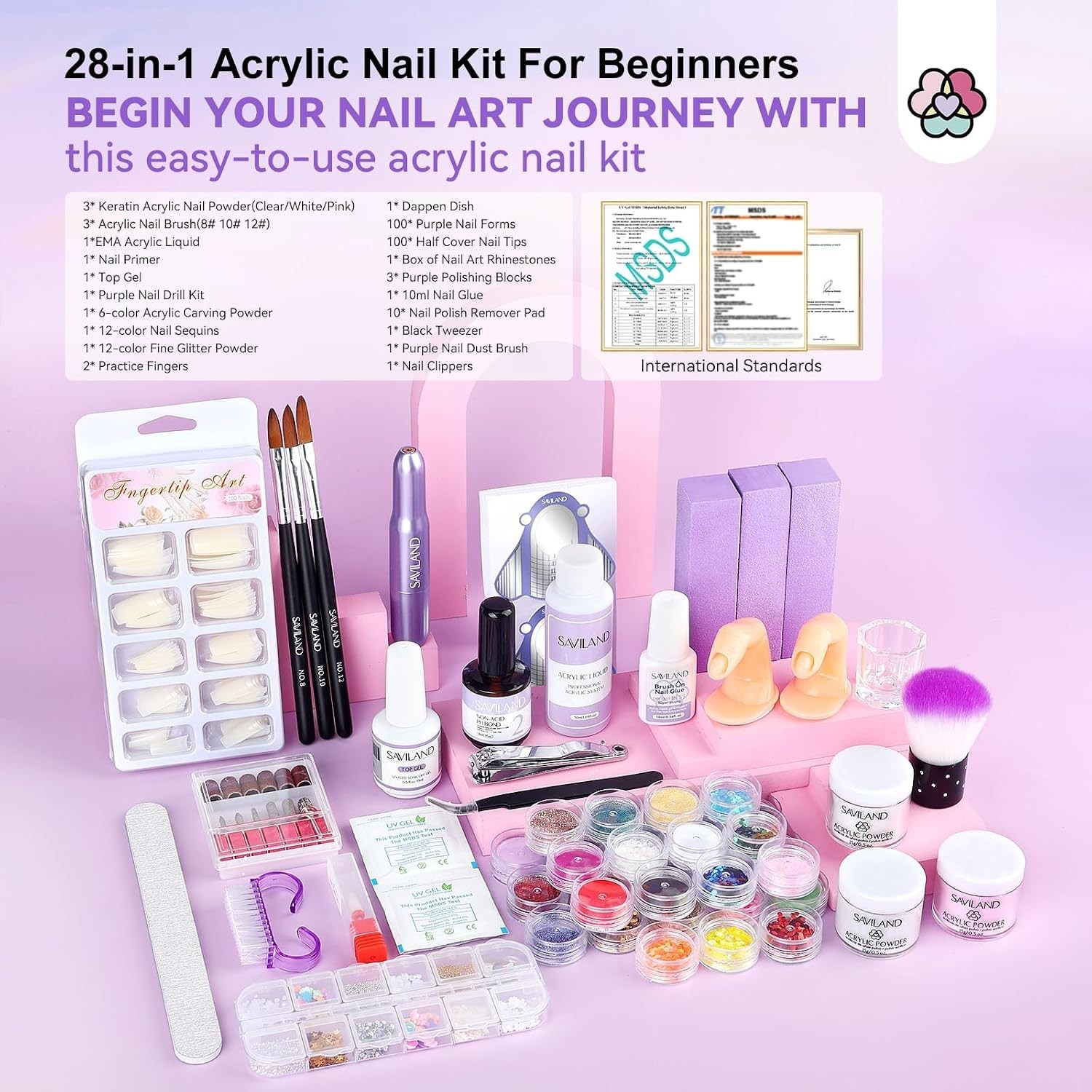 Comprehensive 28-in-1 Nail Set with 20000 RPM Drill & Glitter for Home Manicure