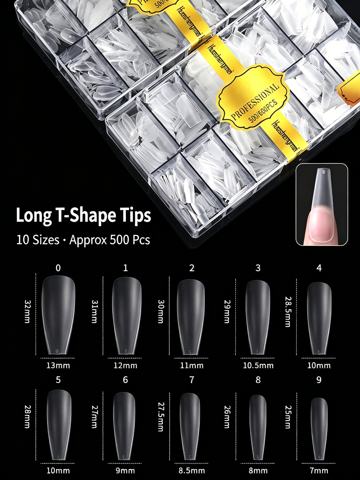 Huashengmei False Nail Tips European & American Full Cover Half Cover Frosted Tr