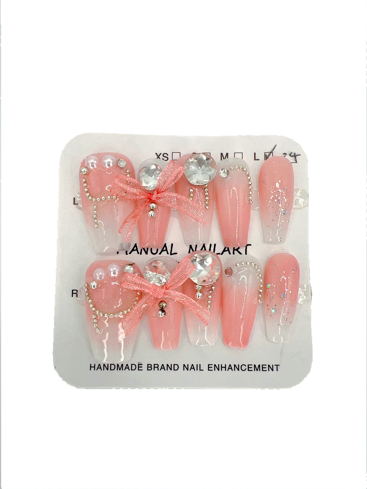 Medium Coffin Press On Nails with Rhinestone Gems – Large Size