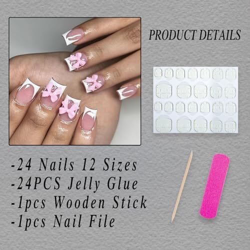 ROFIBUT French Tip Press on Nails Short Square Fake Nails White French Tip