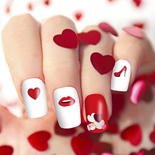 12 Sheets Valentine’s Day Nail Wraps Full Stickers 12 Sheets ，valentine’s Day