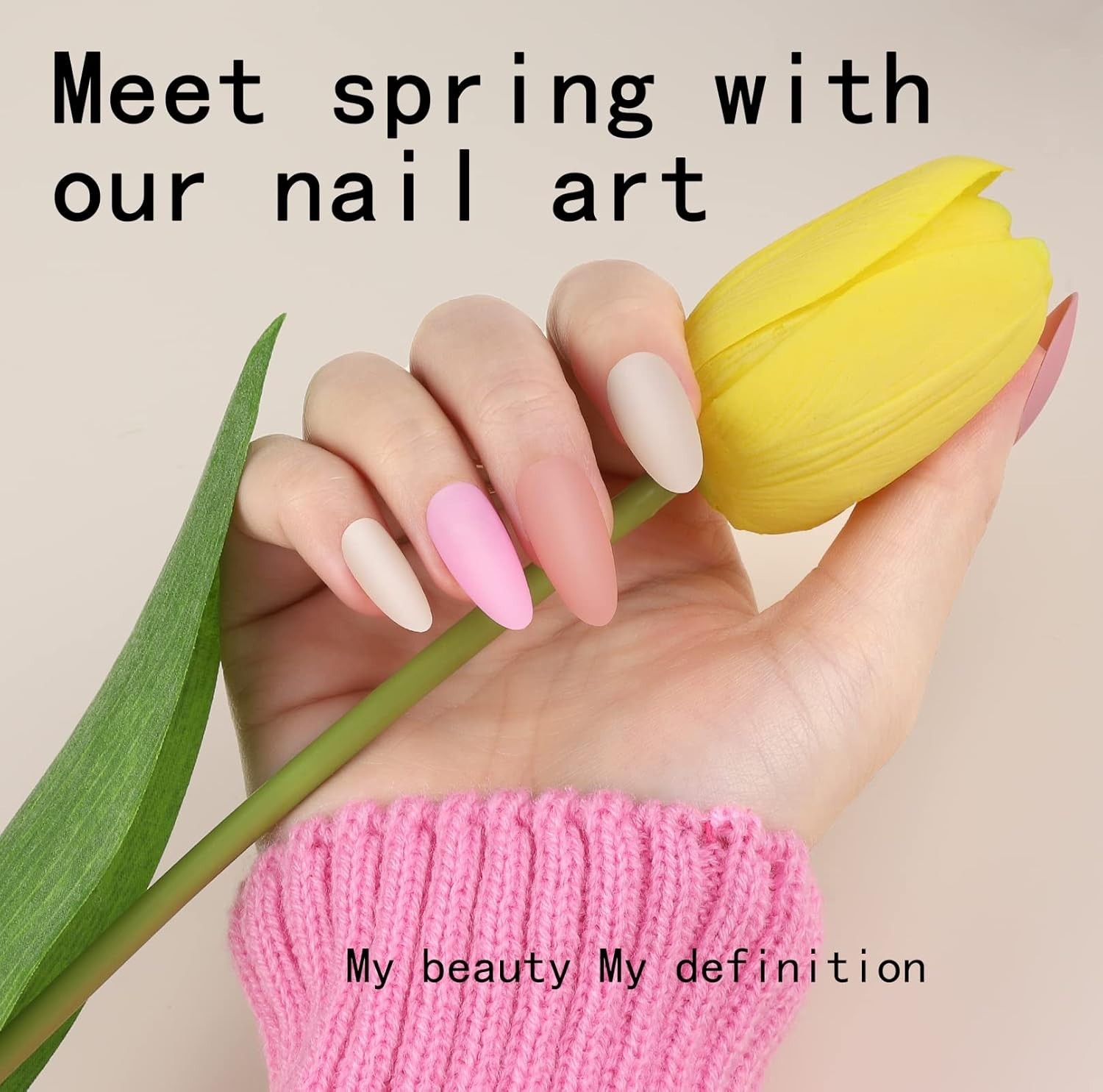 Versatile 576PCS Press On Nails in Almond Matte – Easy to Apply & Glamorous