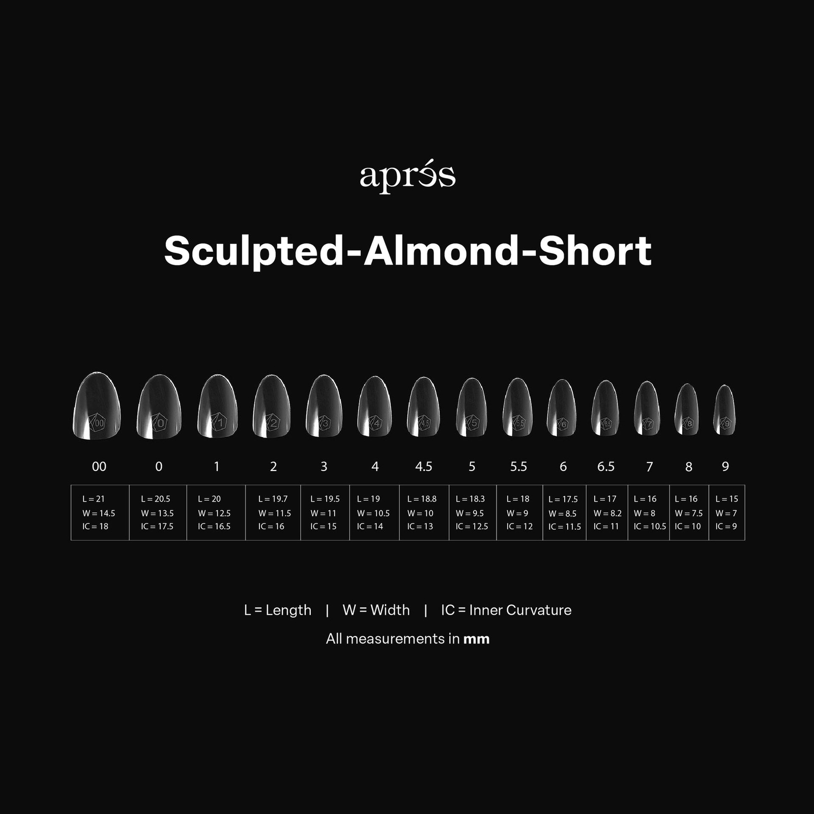Apres Gel-X Sculpted Almond Short 2.0 Tips Box 14 Sizes – Pro 600pcs