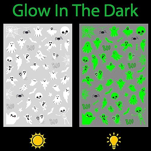 6 Sheets Glow in The Dark Halloween Nail 6 Sheets, Halloween Glow in the Dark