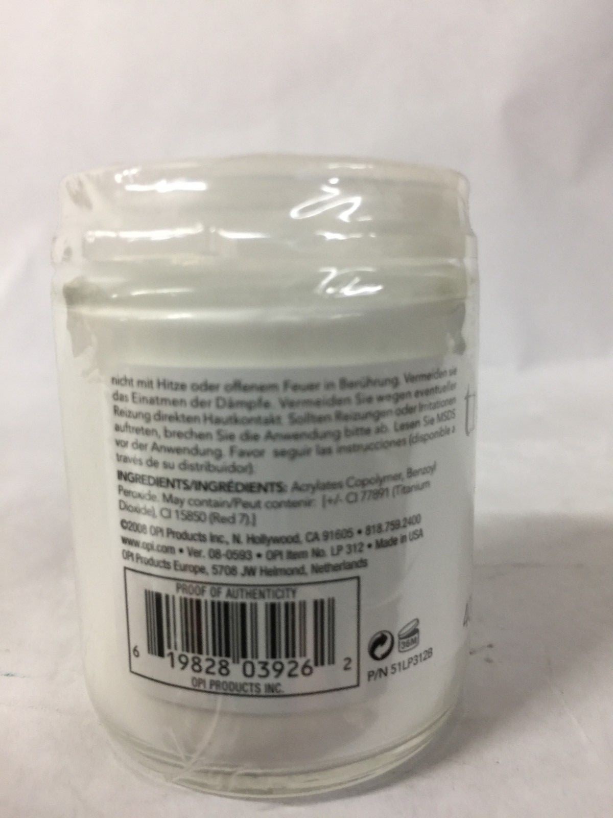 OPI TRADITIONAL ACRYLIC SYSTEM BLANC , WHITE 40g 1.4 oz