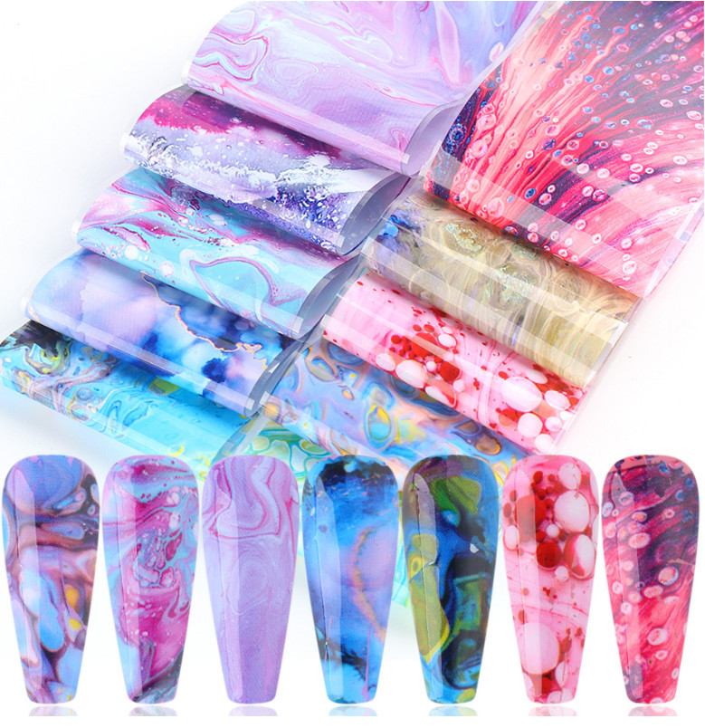 10Sheets Leopard Marble Nail Art Transfer Foil Stickers Transfer Manicure NS47