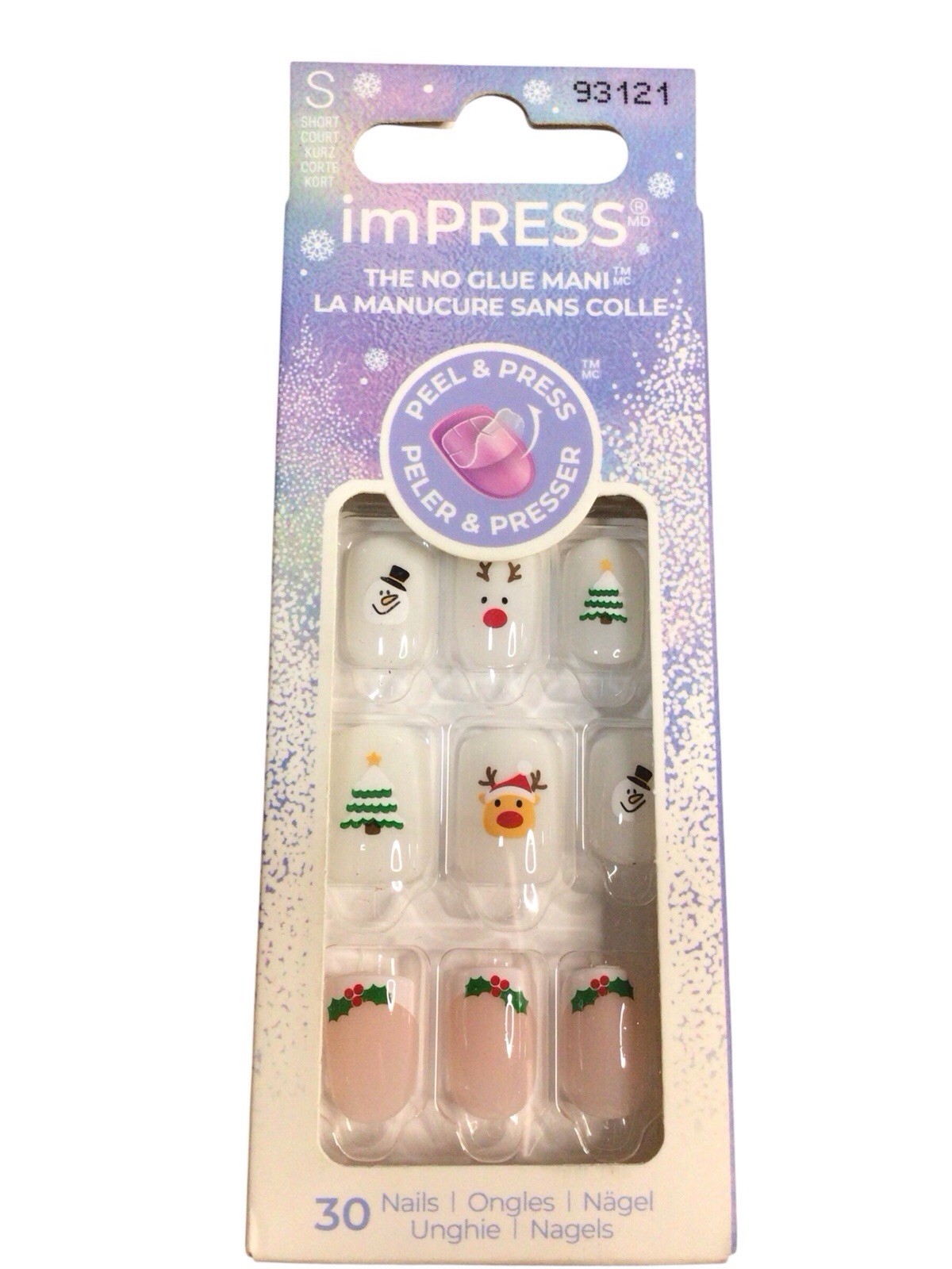 imPRESS Press On Nails Festive Holiday Christmas No Glue Manicure Short