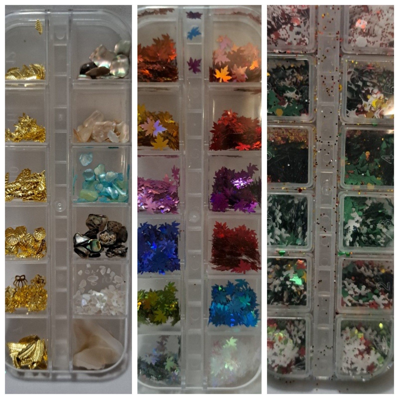 Nail Art Decoration Christmas Autumn Sequins 3 Boxes Set C