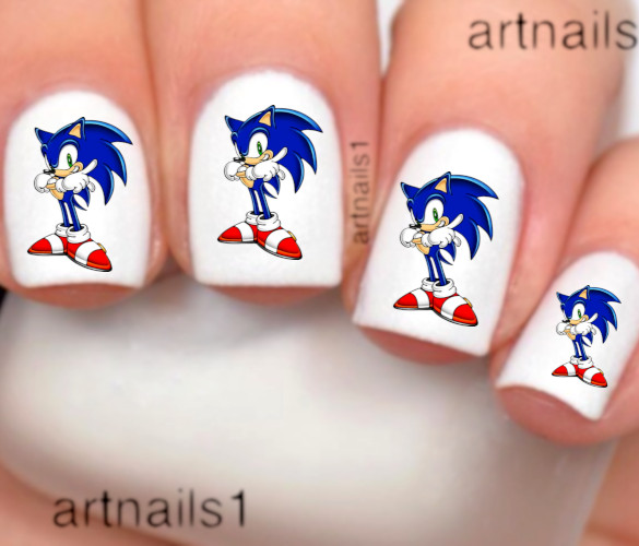 Sonic the Hedgehog Nail Art Anime Cartoon Cosplay Costume Decals Salon Polish