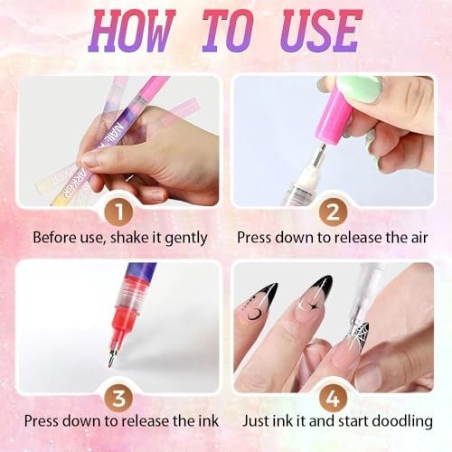 12 Color Nail Art Marker Pens Set – Nail Painting & Artistic Decorations, Easy t