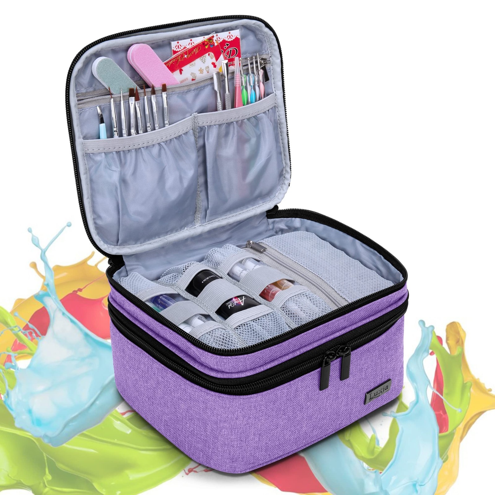 LUXJA Nail Polish Carrying Case – Holds 20 Bottles (15ml – 0.5 fl.oz), Portab…