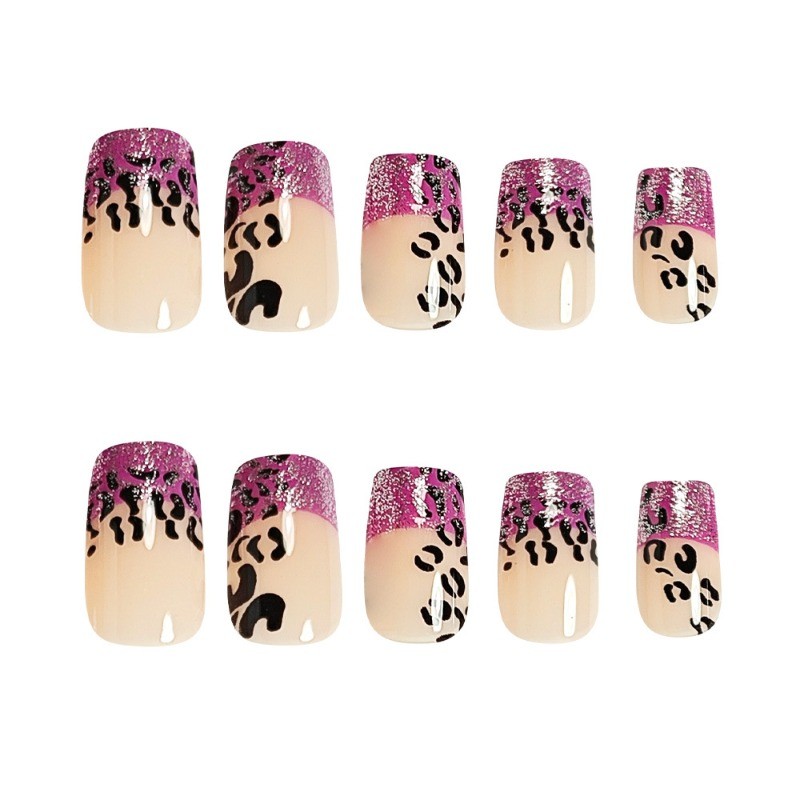 48 Pieces of Chinese Speckled French Glitter Leopard Print Wearable Nail Art