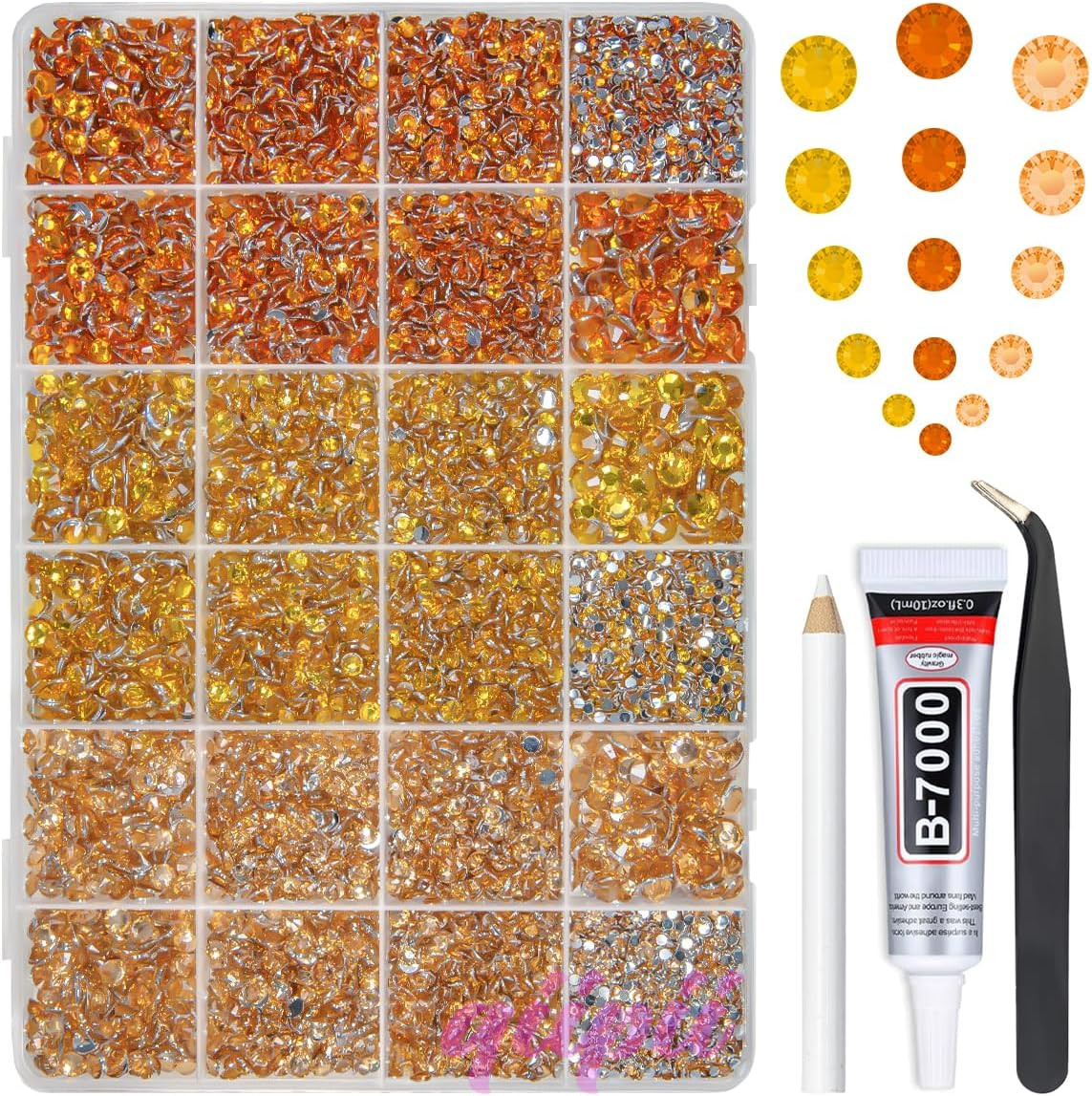 2Mm-6Mm 3 Color Orange AB Series Jelly Resin Rhinestones W B7000 Jewelry Glue fo