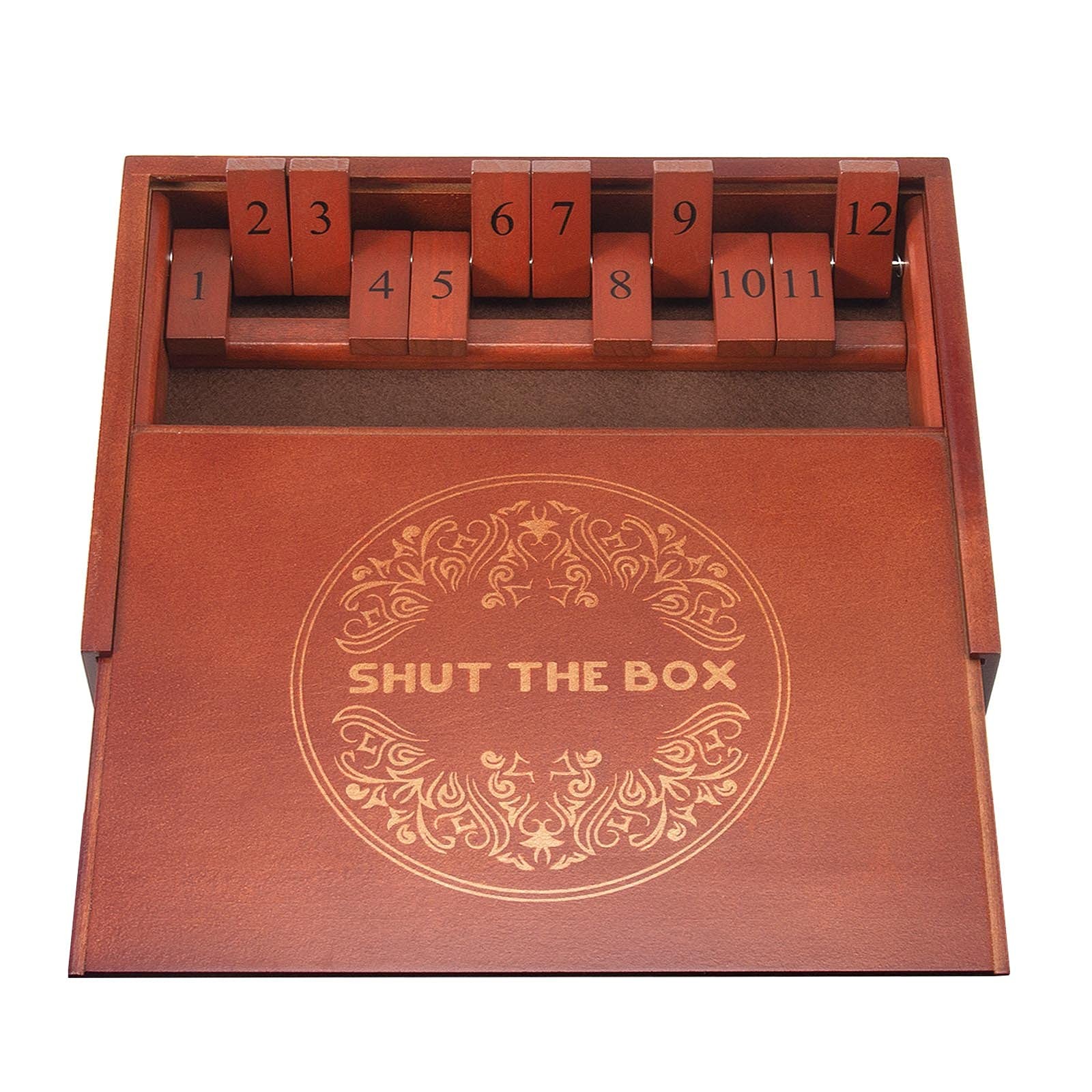 AMEROUS Shut The Box Dice Game，Wooden Board 220.5 cubic inches, Multicolor