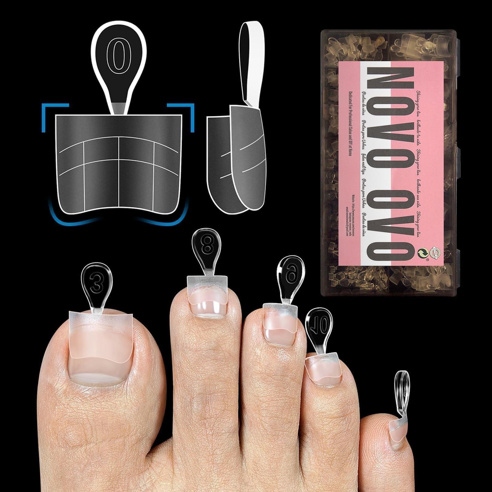 Upgraded Flexible Half Cover Soft Gel Fake Toe Nail Tips with Auxiliary Line …