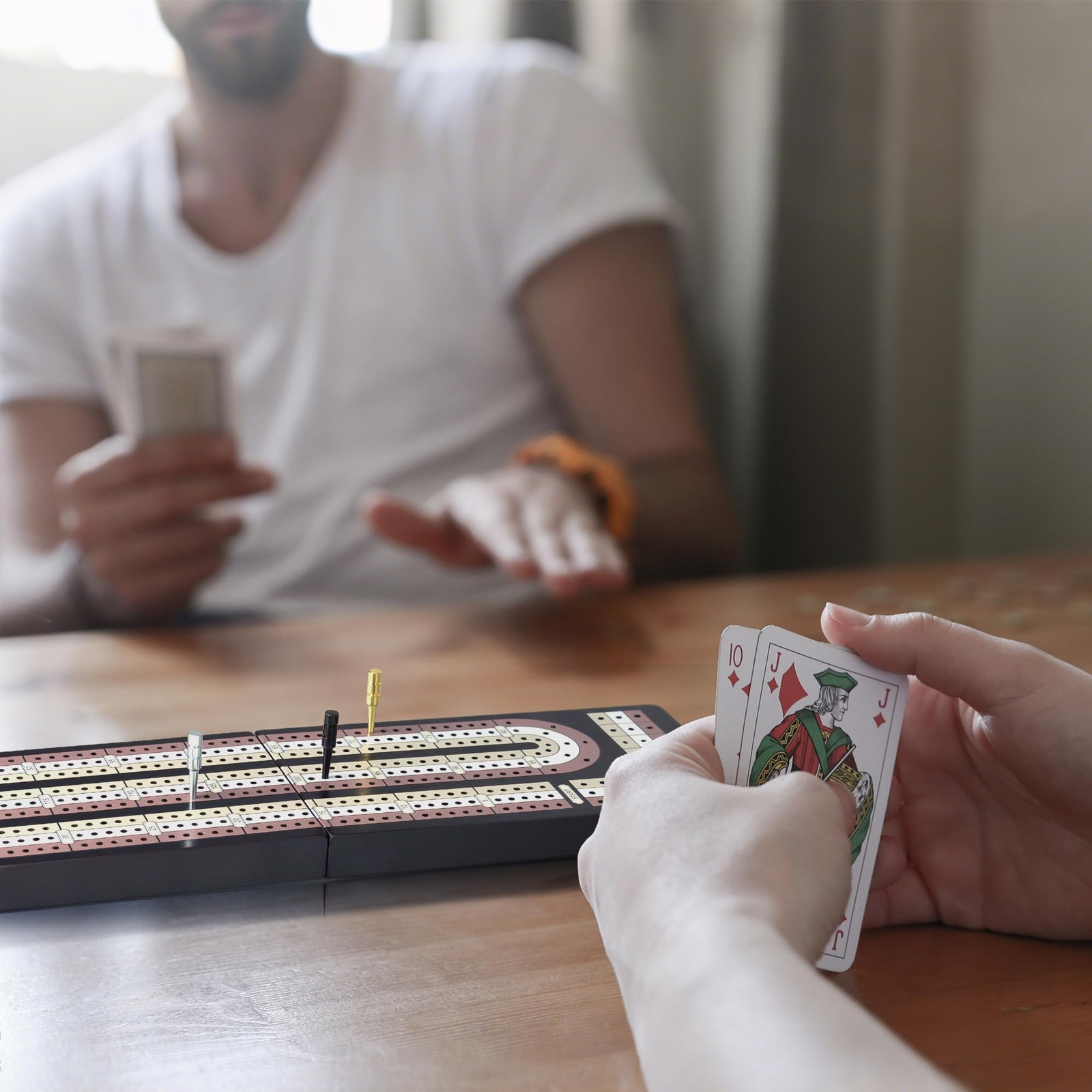 Cribbage Board Game Set – Wooden Foldable 3-Track 4.3 x 7.67 inches