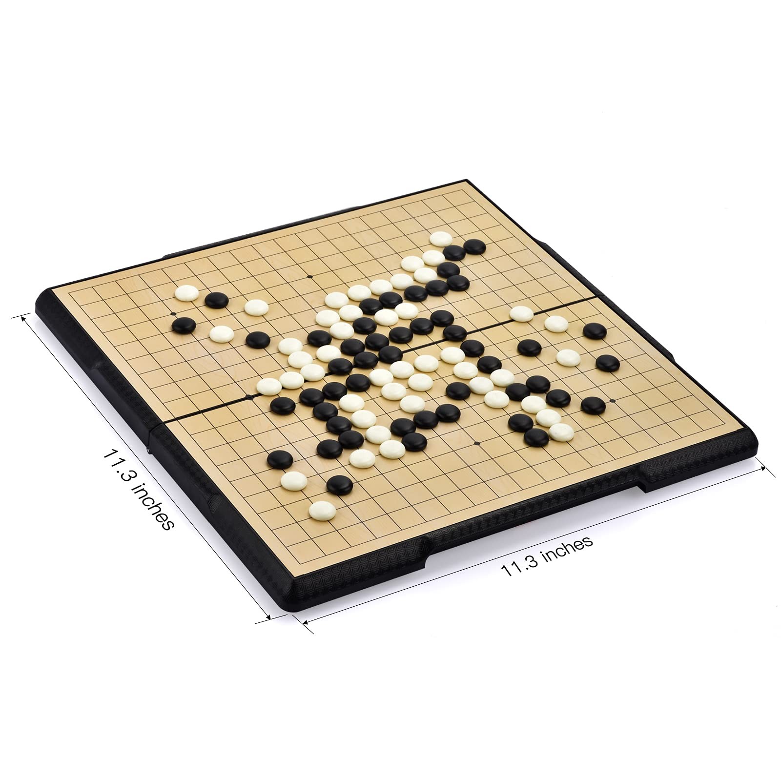 ColorGo 19×19 Go Board Game Set with Large Folding Travel Size, White