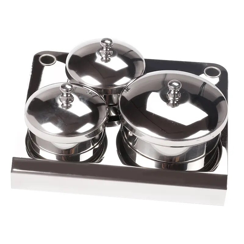 3Pcs/set Stainless Steel Manicure Nail Art Set Liquid & Powder Storage Cups