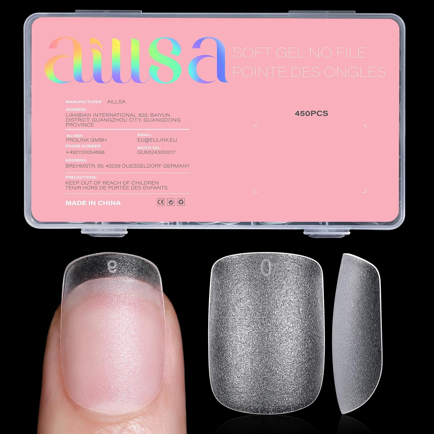 Extra Short Square Nail Tips 450PCS Full cover Clear Nail Tips Matte No Need Fil