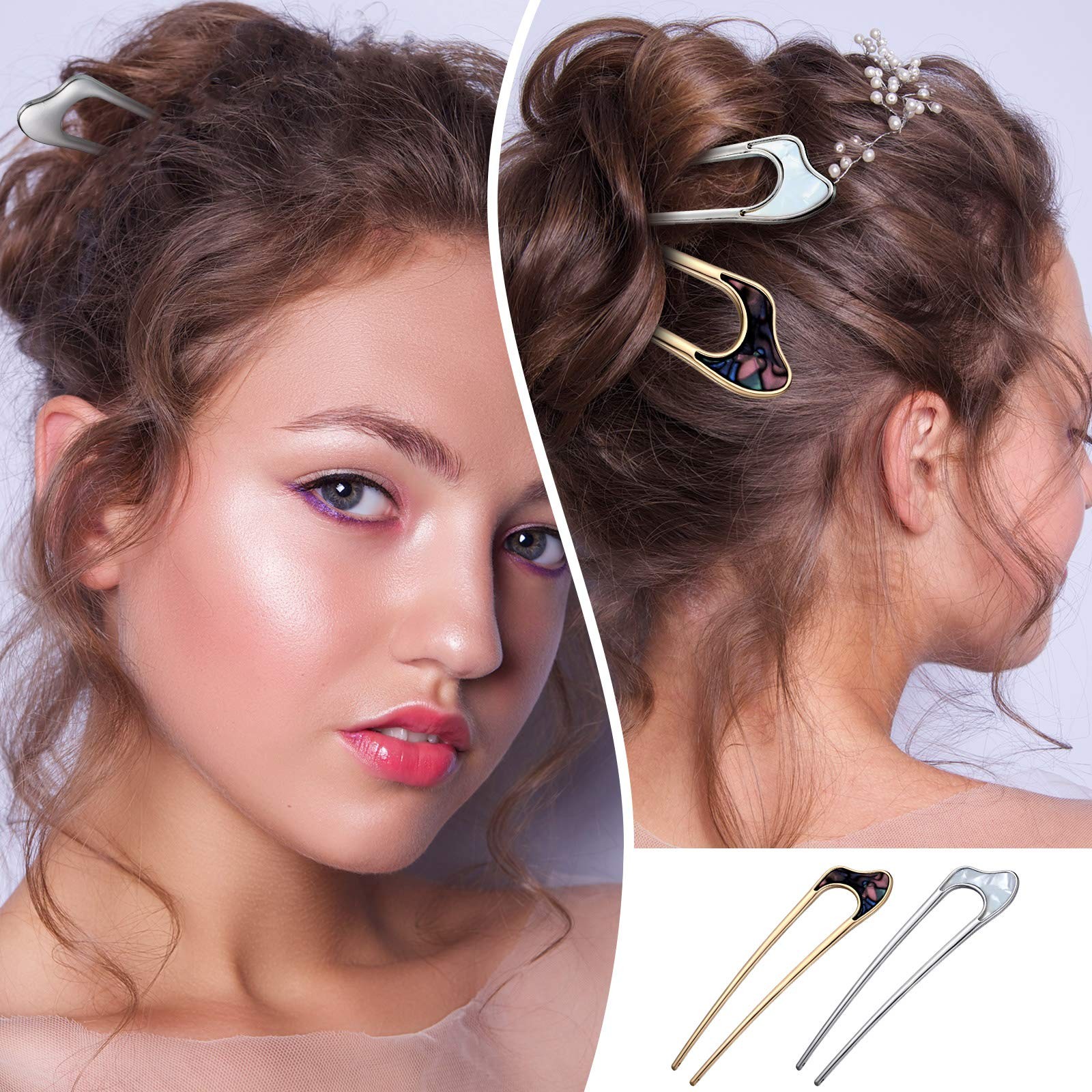 8 Pieces U Shaped Hair Pins French 1 Count (Pack of 1), Tortoise Shell