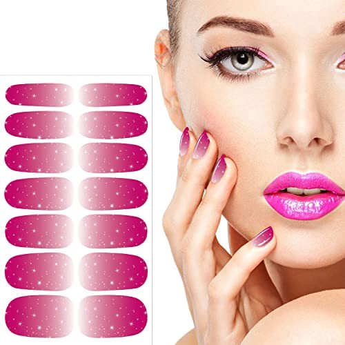 168 Pieces 12 Sheets Glitter for Short Nails Self Gradient Color Nail Wraps