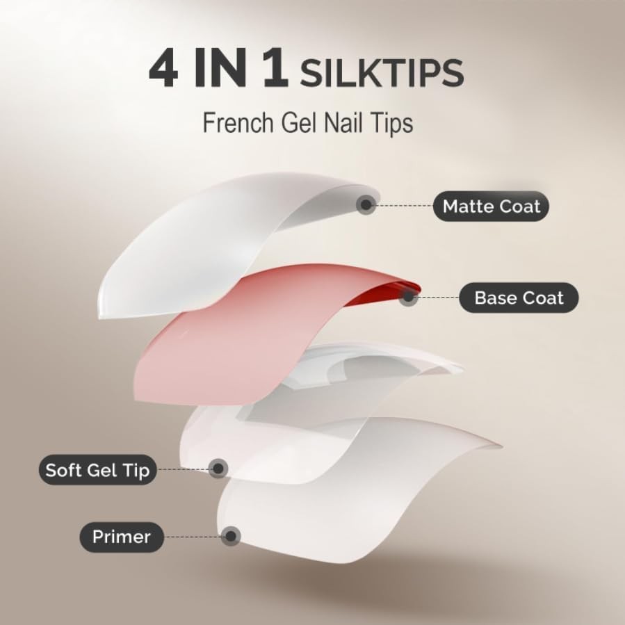 Brown Deep French Tip Press on Nails, 240Pcs White French Press On Nail XS Sh…