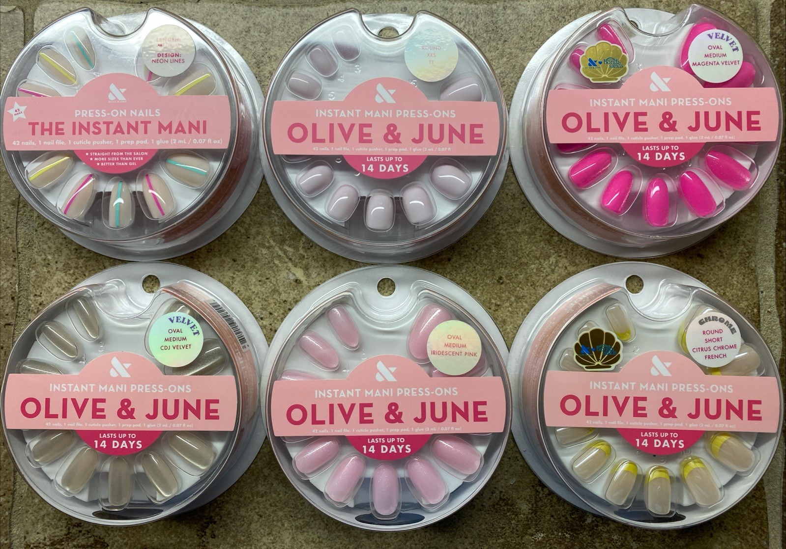 6 PACK Olive & June The Instant Mani Nails Medium Length Velvet