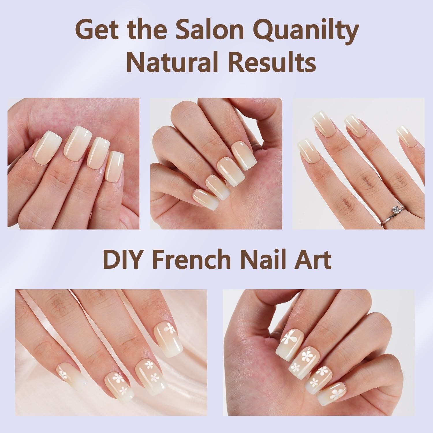Innovative Ombre Press on Nails – 160Pcs Short Square Gel Tips, Long Lasting