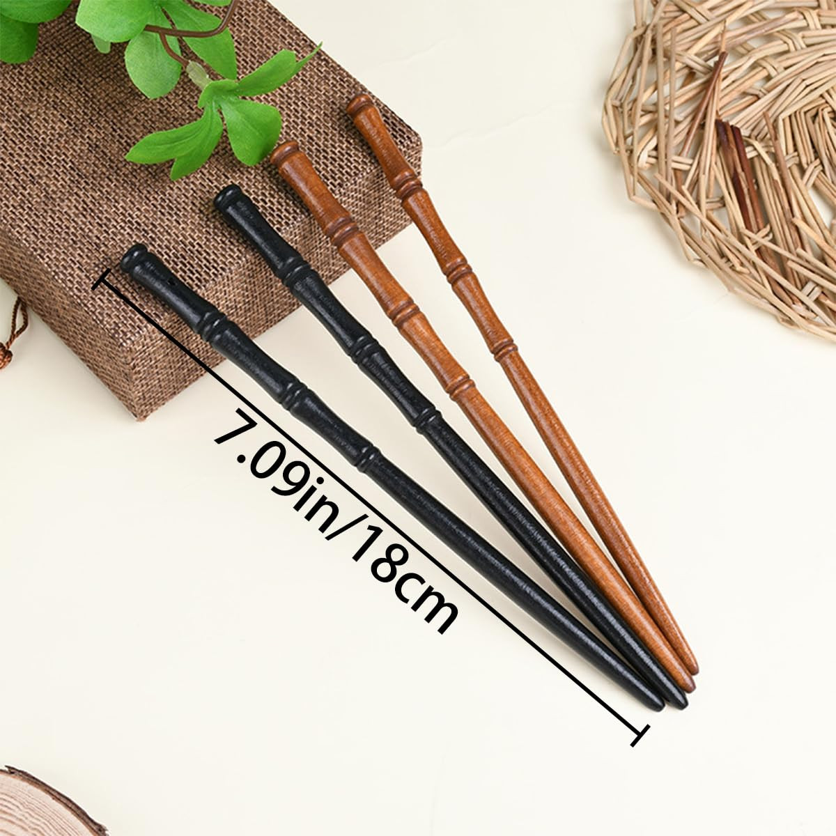 16 PCS Retro Wooden Hair Sticks Bamboo Shape Hair Chopsticks, Vintage Elegant Ha