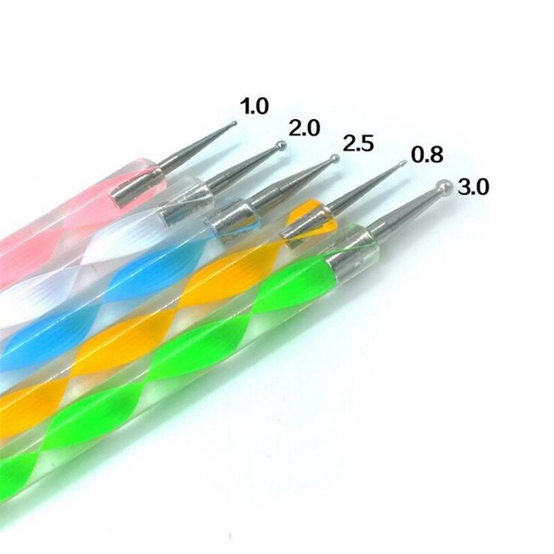Marbleizing Nail 5x Set Manicure Pen Tool Painting Pen Crystal Art Dotting Kit