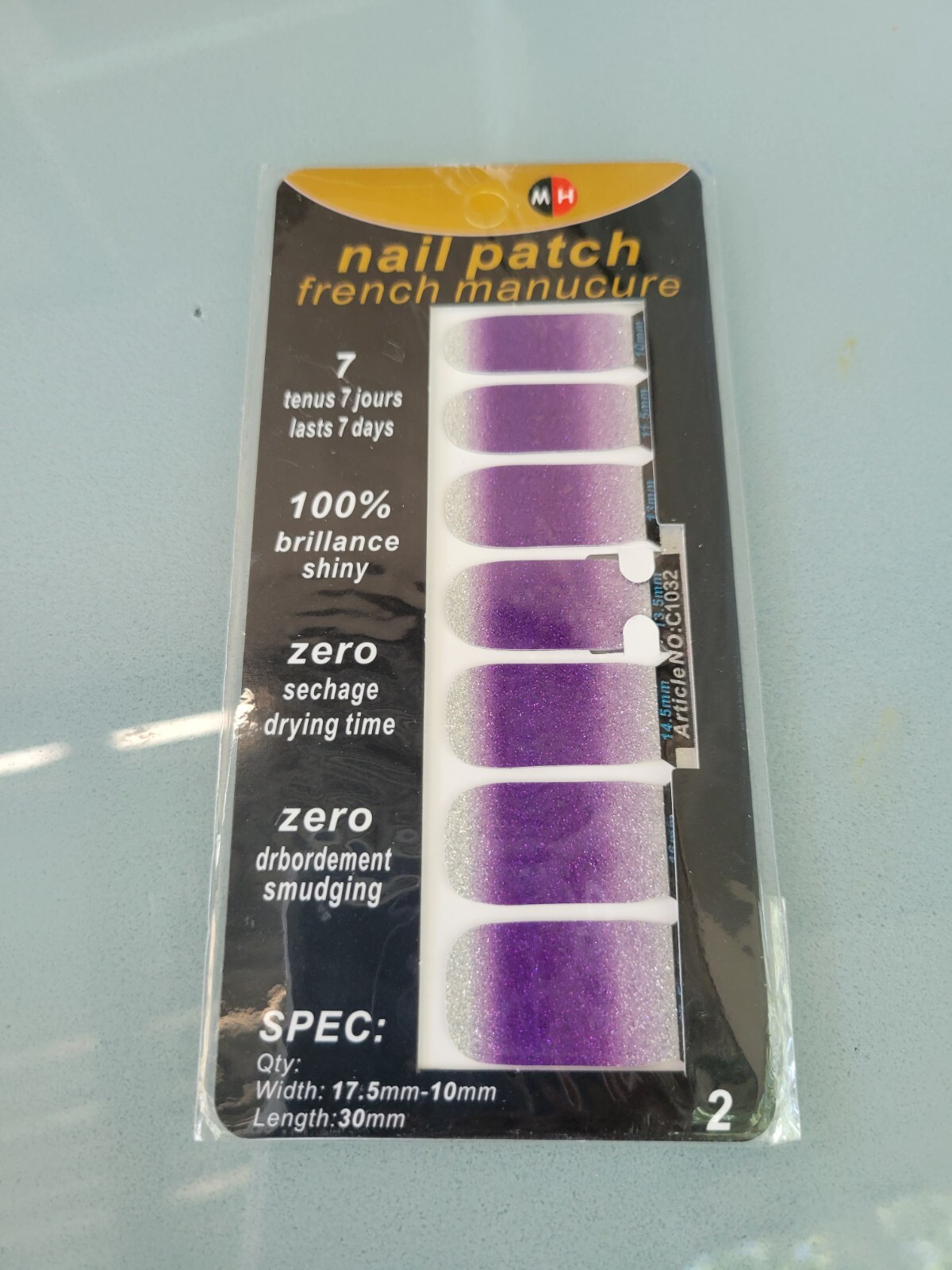 5 Packs Nail Patch French Manicure Stickers Sets Glitter Nail Polish Strips
